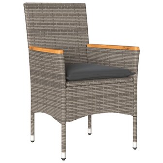 3-delige Tuinset met kussens poly rattan en glas grijs 3
