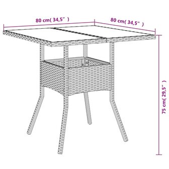 3-delige Tuinset met kussens poly rattan en glas grijs 9