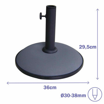 Marbueno Basis Parasol Rond Cement 36x29,5 cm 11KG Grijs Tuin, Zwembad, Terras 10442 2
