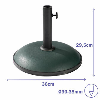 Marbueno Base Parasol Rond Cement 36x29,5 cm 11KG Groen Tuin, Zwembad, Terras 10443 2