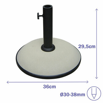 Marbueno Parasol Rond Beton 36x29,5 cm 11KG Wit Tuin, Zwembad en Terras 10445 2