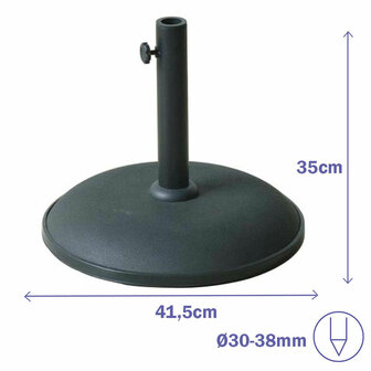 Marbueno Parasol Rond Cement 41,5x35 cm 15KG Zwart Tuin, Zwembad en Terras 10447 2