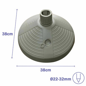 Marbueno Parasol Rond 38x38x14 cm 10L Wit Tuin, Zwembad en Terras 10502 2