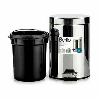Pedaalemmer Berilo B0010-7L Zilverkleurig Roestvrij staal Plastic 7 L (4 Stuks) 3