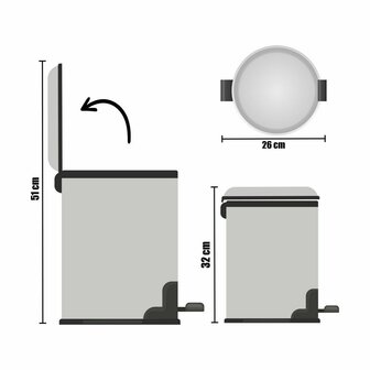Pedaalemmer Berilo B0010-7L Zilverkleurig Roestvrij staal Plastic 7 L (4 Stuks) 4