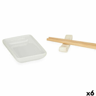 Sushi set Kinvara 1249SJ4111 Wit Bamboe Porselein (12 Onderdelen) (6 Stuks) 1