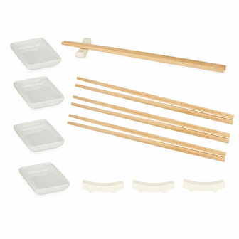 Sushi set Kinvara 1249SJ4111 Wit Bamboe Porselein (12 Onderdelen) (6 Stuks) 2