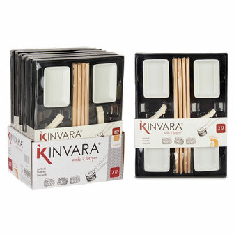 Sushi set Kinvara 1249SJ4111 Wit Bamboe Porselein (12 Onderdelen) (6 Stuks) 4