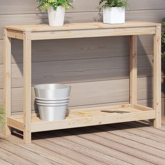 Oppottafel met schap 108x35x75 cm massief grenenhout 1