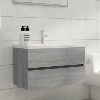 Wastafelkast 80x38,5x45 cm bewerkt hout grijs sonoma eikenkleur 1