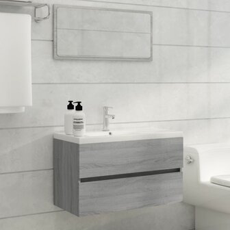 Wastafelkast 80x38,5x45 cm bewerkt hout grijs sonoma eikenkleur 3