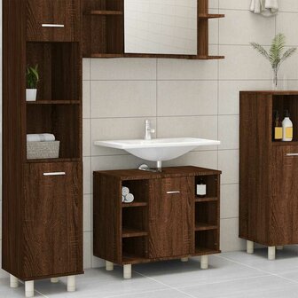 Badkamerkast 60x32x53,5 cm bewerkt hout bruin eikenkleur 1