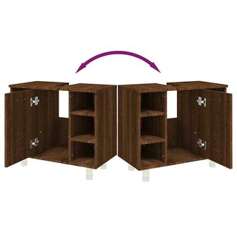 Badkamerkast 60x32x53,5 cm bewerkt hout bruin eikenkleur 9
