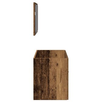 Badkamerkast met spiegel bewerkt hout oud houtkleurig 5