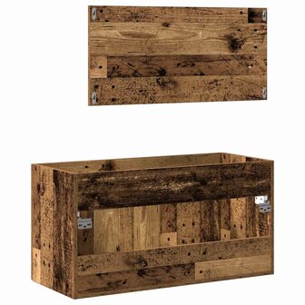 Badkamerkast met spiegel bewerkt hout oud houtkleurig 6