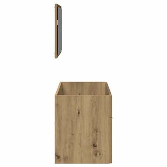 Badkamerkast met spiegel bewerkt hout artisanaal eikenkleurig 5