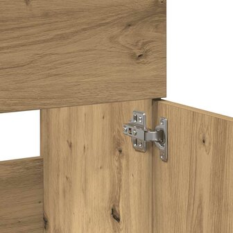 Badkamerkast met spiegel bewerkt hout artisanaal eikenkleurig 8