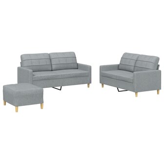 3-delige Loungeset met kussens stof lichtgrijs 2