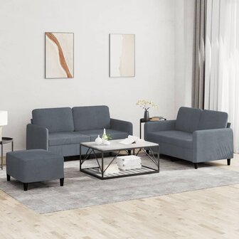 3-delige Loungeset fluweel donkergrijs 1