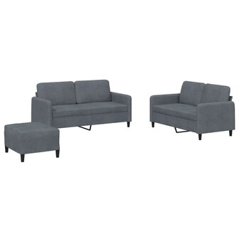 3-delige Loungeset fluweel donkergrijs 2