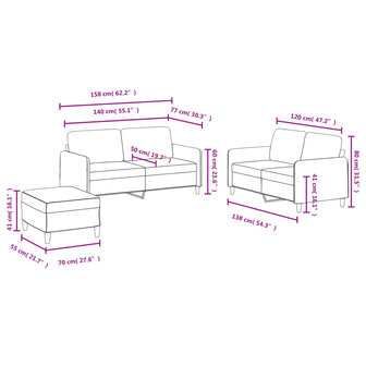 3-delige Loungeset fluweel donkergrijs 9