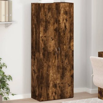 Archiefkast 60x32x153 cm bewerkt hout gerookt eikenkleurig 1