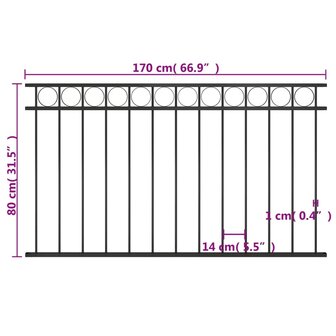 Schuttingpaneel 1,7x0,8 m staal zwart 4