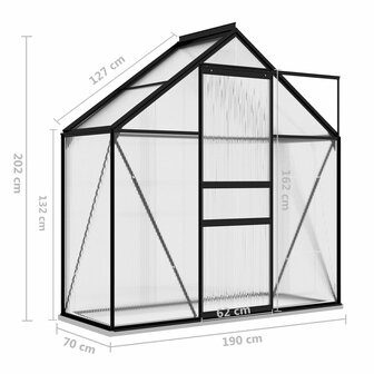 Tuinkas 1,33 m&sup2; aluminium antracietkleurig 9