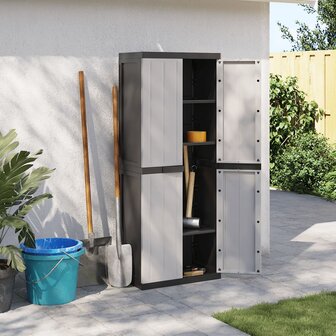 Tuinkast 65x37x165 cm polypropeen grijs en zwart 1