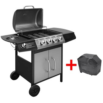 Gasbarbecue 4+1 kookzone zwart en zilver  3