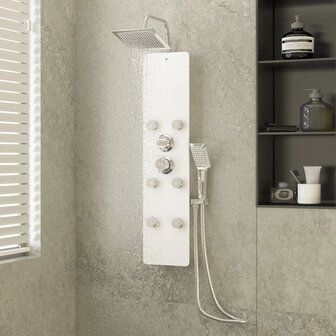 Douchepaneel 25x47,5x130 cm glas wit  1