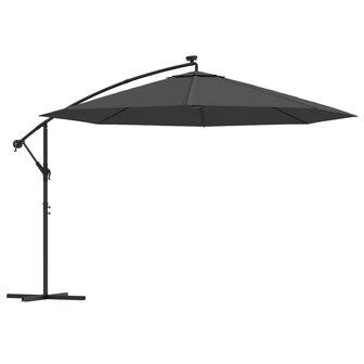Zweefparasol met LED-verlichting metalen paal 350 cm antraciet 2
