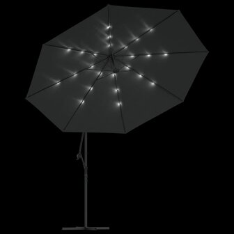 Zweefparasol met LED-verlichting metalen paal 350 cm antraciet 6