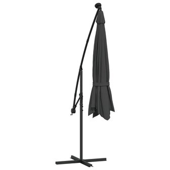 Zweefparasol met LED-verlichting metalen paal 350 cm antraciet 8