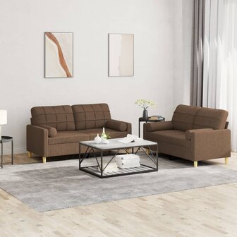 2-delige Loungeset met kussens stof bruin 1