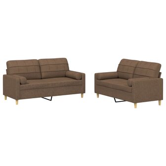 2-delige Loungeset met kussens stof bruin 2
