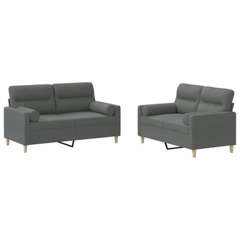 2-delige Loungeset met kussens stof donkergrijs 2