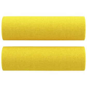 Driezitsbank met sierkussens 180 cm stof lichtgeel 5