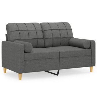 Tweezitsbank met sierkussens 120 cm stof donkergrijs 2