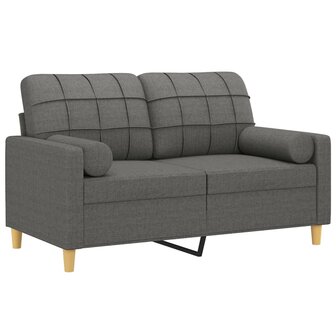 Tweezitsbank met sierkussens 120 cm stof donkergrijs 3