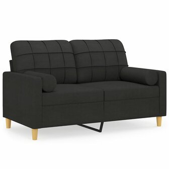 Tweezitsbank met sierkussens 120 cm stof zwart 2