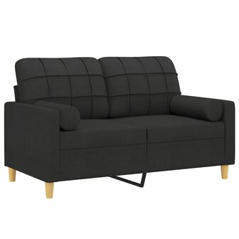 Tweezitsbank met sierkussens 120 cm stof zwart 3