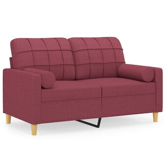Tweezitsbank met sierkussens 120 cm stof wijnrood 2
