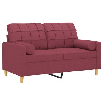Tweezitsbank met sierkussens 120 cm stof wijnrood 3