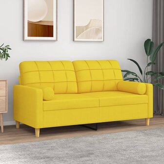 Tweezitsbank met sierkussens 140 cm stof lichtgeel 1