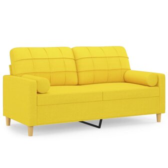 Tweezitsbank met sierkussens 140 cm stof lichtgeel 2