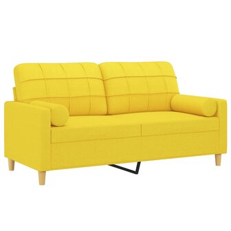 Tweezitsbank met sierkussens 140 cm stof lichtgeel 3
