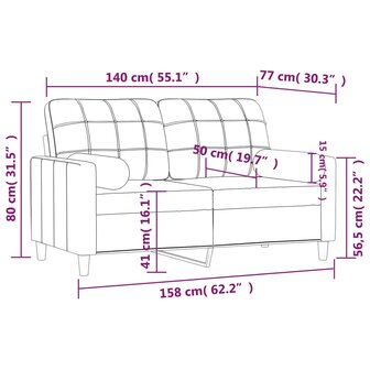 Tweezitsbank met sierkussens 140 cm stof lichtgeel 8