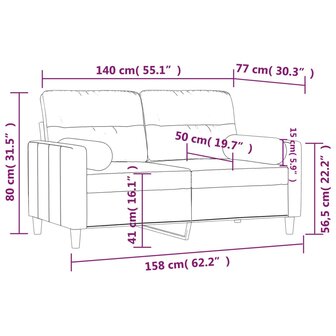 Tweezitsbank met sierkussens 140 cm stof lichtgeel 8