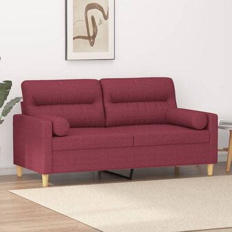 Tweezitsbank met sierkussens 140 cm stof wijnrood 1